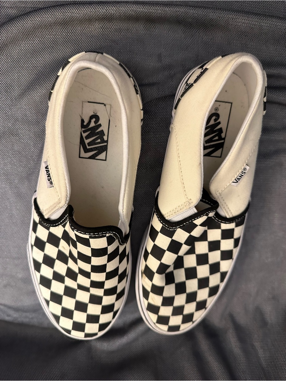 Vans Women's Black and White Checkerboard Slip-On Sneakers
